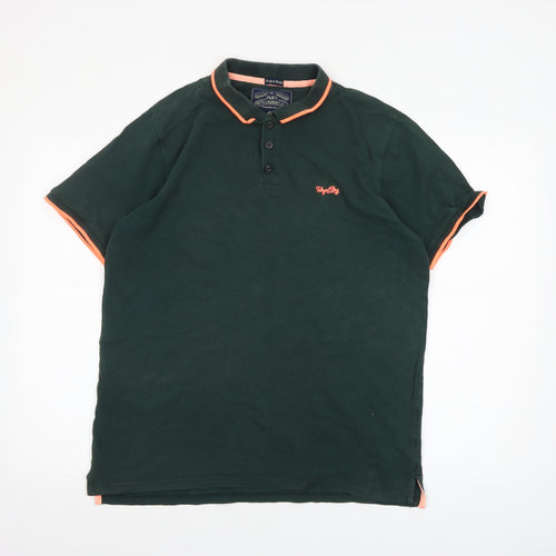 Tokyo Laundry Men's Green Collared Short Sleeve Polo Shirt L