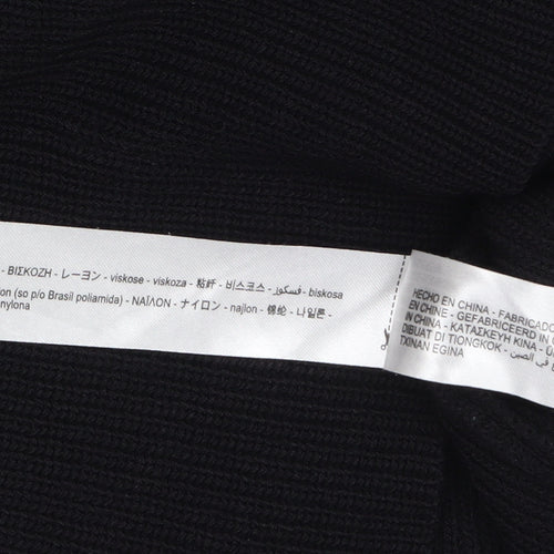 ZARA Women Black Crew Neck Knit Puff Sleeve Pullover Jumper Size 12