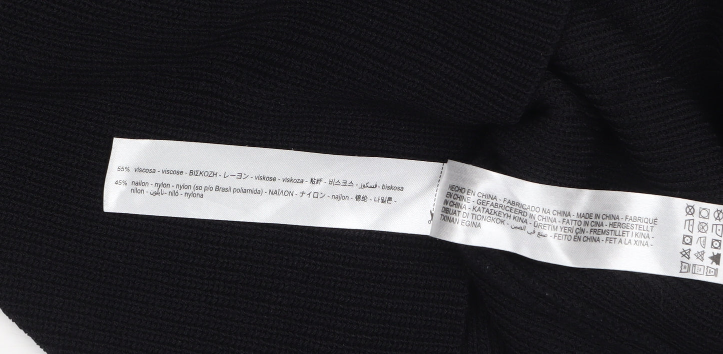 ZARA Women Black Crew Neck Knit Puff Sleeve Pullover Jumper Size 12