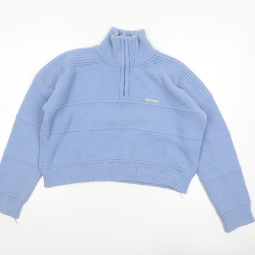 iets frans... Women’s Blue High Neck 1/4 Zip Knit Jumper Size S