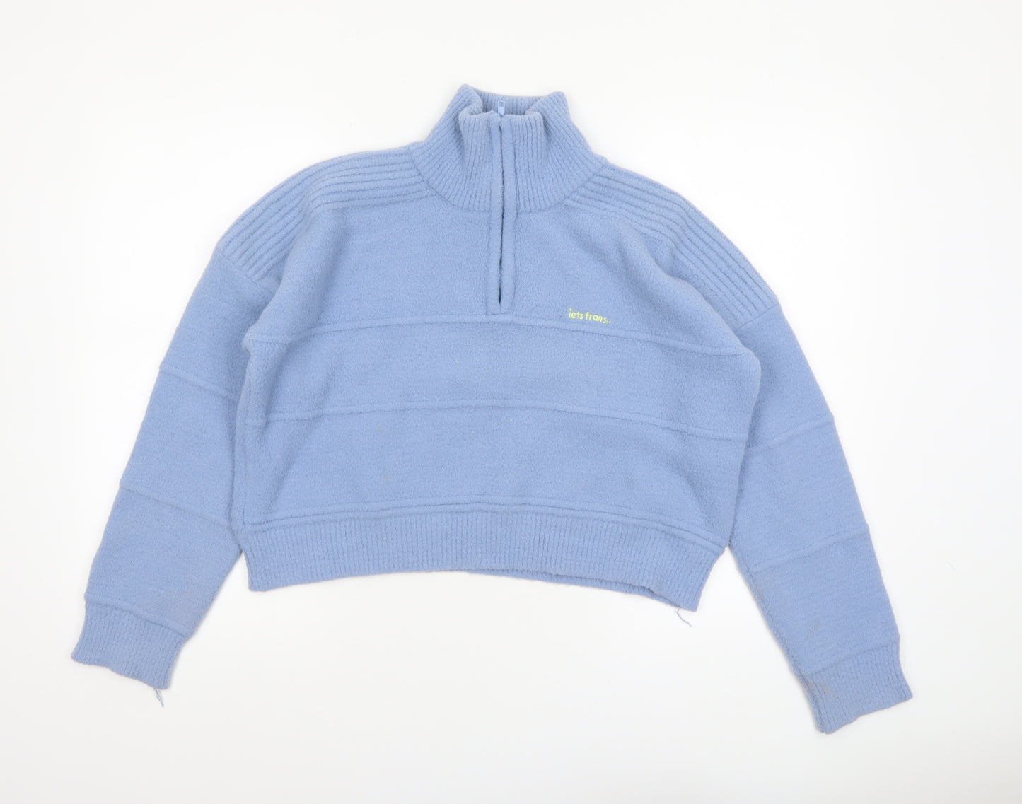 iets frans... Women’s Blue High Neck 1/4 Zip Knit Jumper Size S