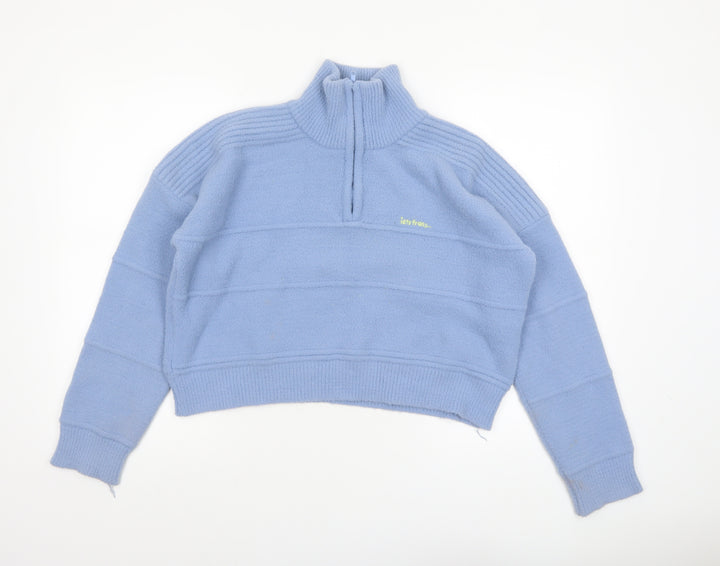 iets frans... Women’s Blue High Neck 1/4 Zip Knit Jumper Size S