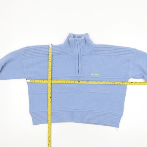 iets frans... Women’s Blue High Neck 1/4 Zip Knit Jumper Size S