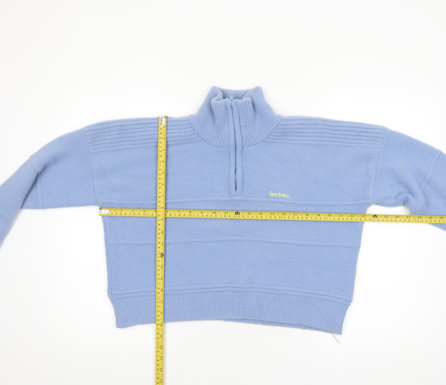 iets frans... Women’s Blue High Neck 1/4 Zip Knit Jumper Size S