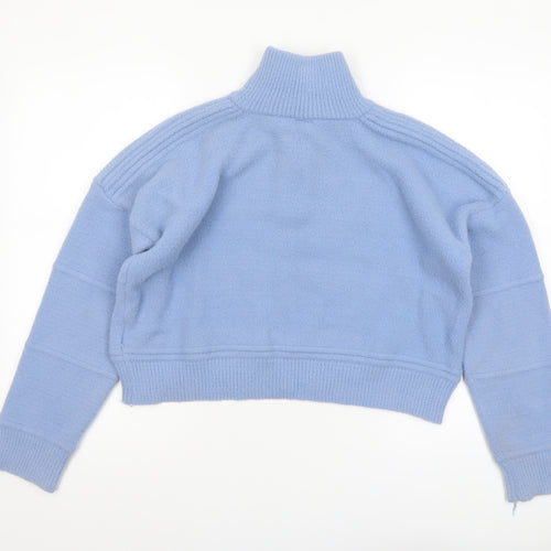 iets frans... Women’s Blue High Neck 1/4 Zip Knit Jumper Size S
