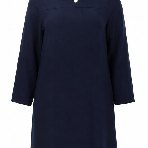 Monsoon Women Blue Size 14 Knit Shift Dress 3/4 Sleeve Bow Tie Back