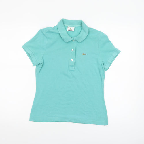 Lacoste Women's Green Cotton Slim Fit Polo Shirt Size 12