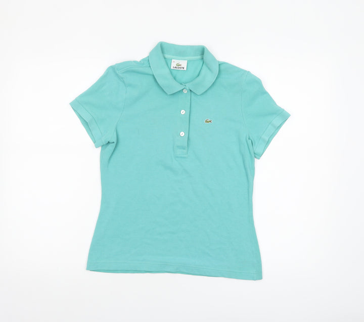 Lacoste Women's Green Cotton Slim Fit Polo Shirt Size 12