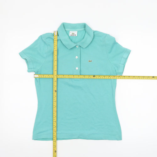 Lacoste Women's Green Cotton Slim Fit Polo Shirt Size 12