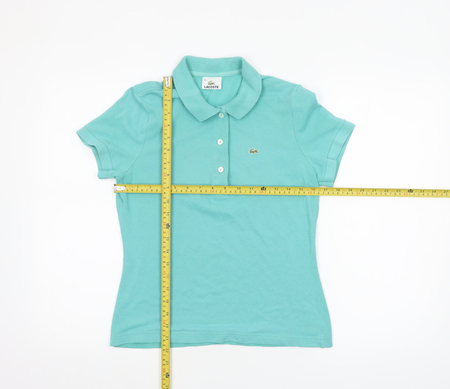 Lacoste Women's Green Cotton Slim Fit Polo Shirt Size 12