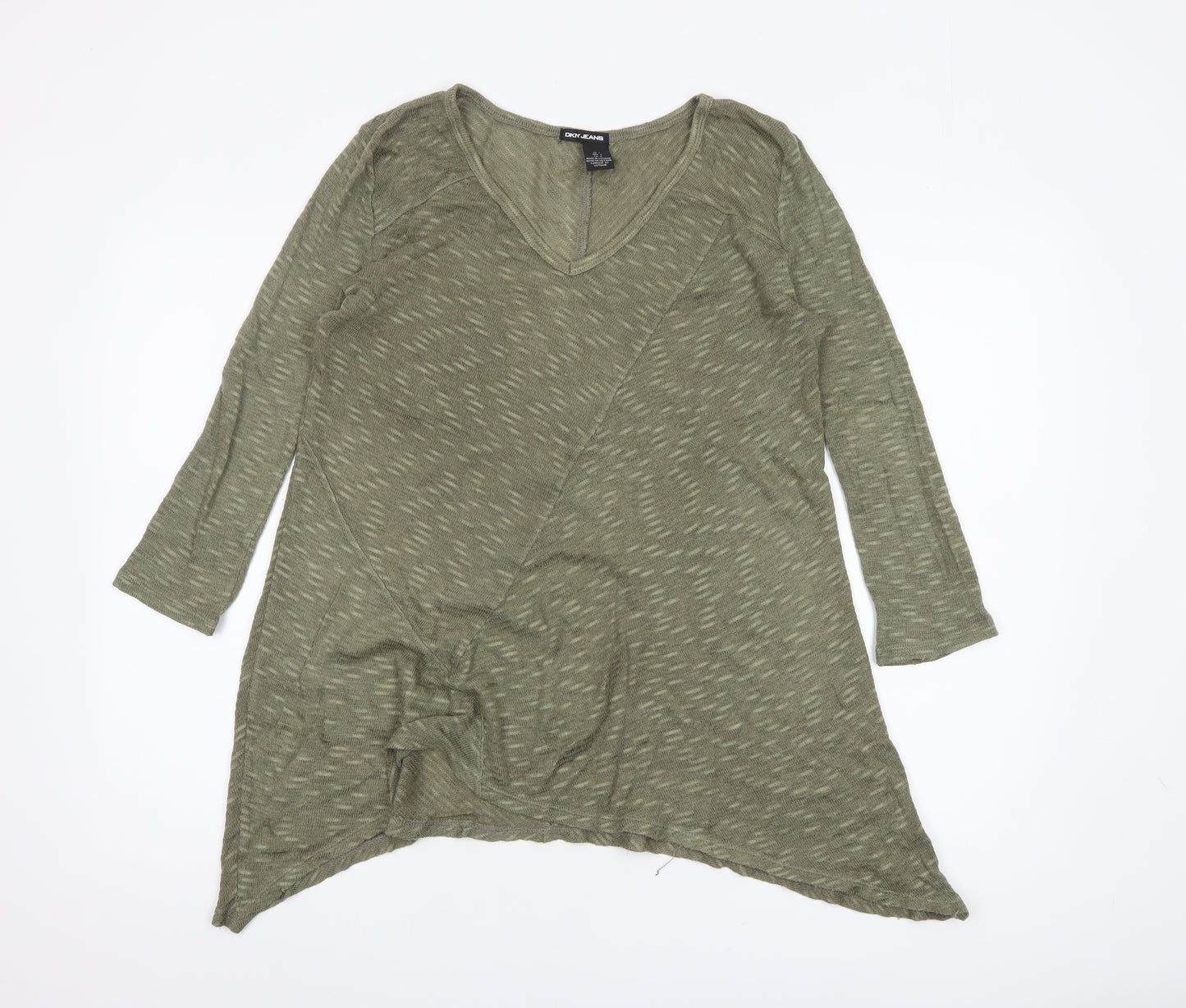 DKNY Jeans Women’s Green V-Neck Tunic Jumper Size 14