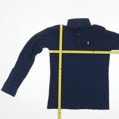 Next Boys Blue Long Sleeve Cotton Polo Shirt 13 Years