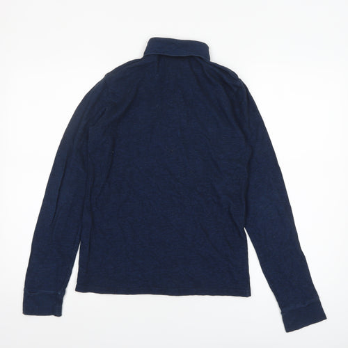 Next Boys Blue Long Sleeve Cotton Polo Shirt 13 Years