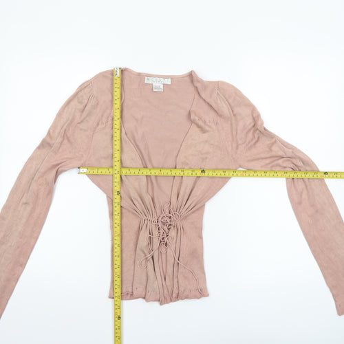 Nougat London Women’s Pink Silk Blend Tie Front Cardigan Size S