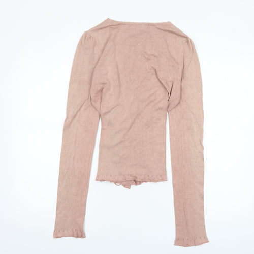 Nougat London Women’s Pink Silk Blend Tie Front Cardigan Size S
