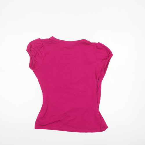 Next Women’s Pink Wrap Jersey Blouse UK 14 Short Sleeve Top