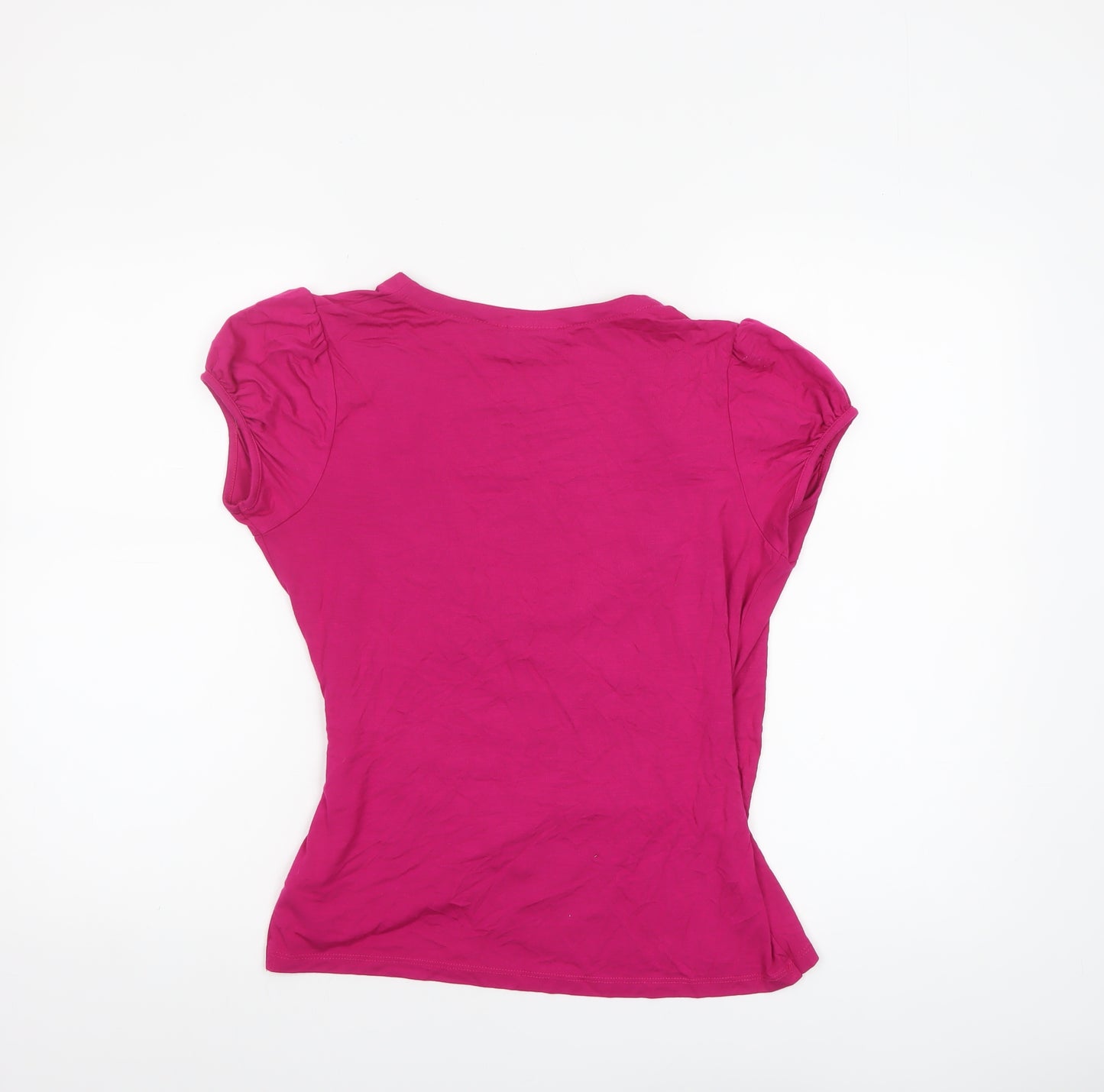 Next Women’s Pink Wrap Jersey Blouse UK 14 Short Sleeve Top