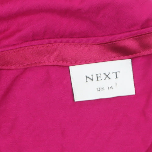 Next Women’s Pink Wrap Jersey Blouse UK 14 Short Sleeve Top