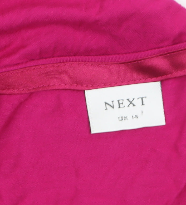 Next Women’s Pink Wrap Jersey Blouse UK 14 Short Sleeve Top