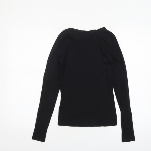 H&M Women Black Long Sleeve Basic Jersey Top Size S