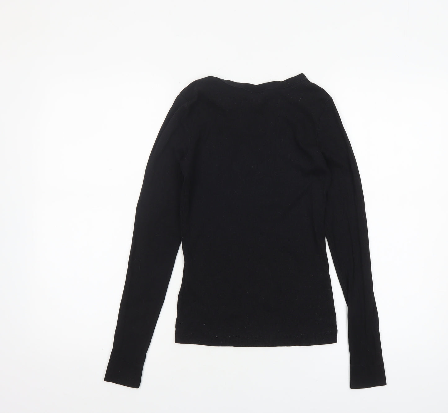 H&M Women Black Long Sleeve Basic Jersey Top Size S