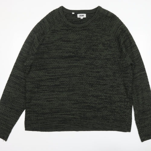 Jacamo Men Green 2XL Chunky Knit Crew Neck Pullover Jumper