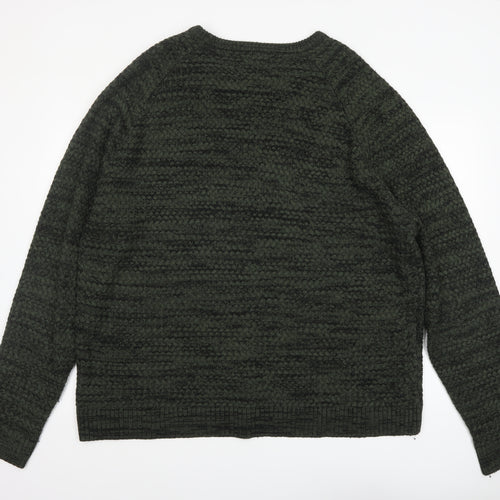 Jacamo Men Green 2XL Chunky Knit Crew Neck Pullover Jumper