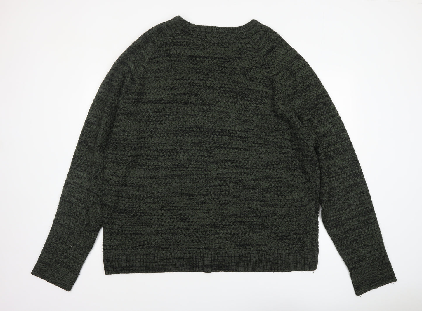 Jacamo Men Green 2XL Chunky Knit Crew Neck Pullover Jumper