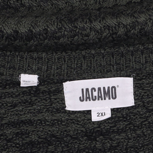Jacamo Men Green 2XL Chunky Knit Crew Neck Pullover Jumper