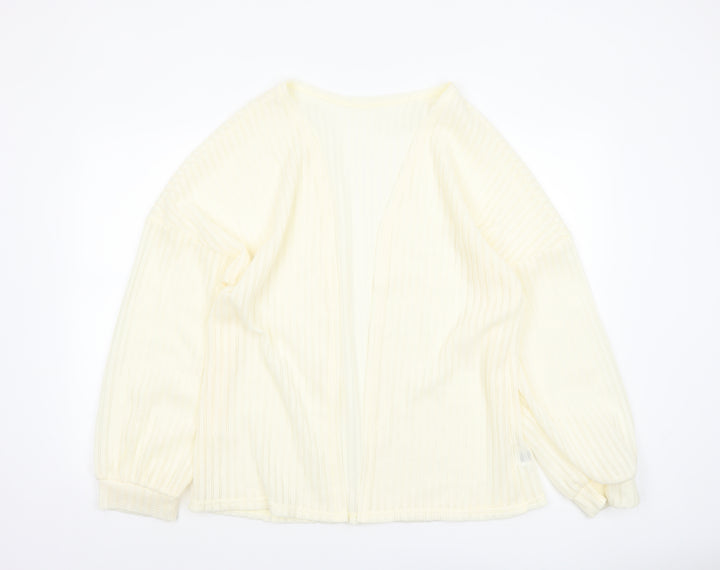 SHEIN Women’s Ivory Knit Open Cardigan Jumper L Lightweight