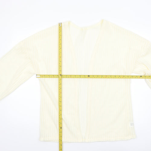 SHEIN Women’s Ivory Knit Open Cardigan Jumper L Lightweight