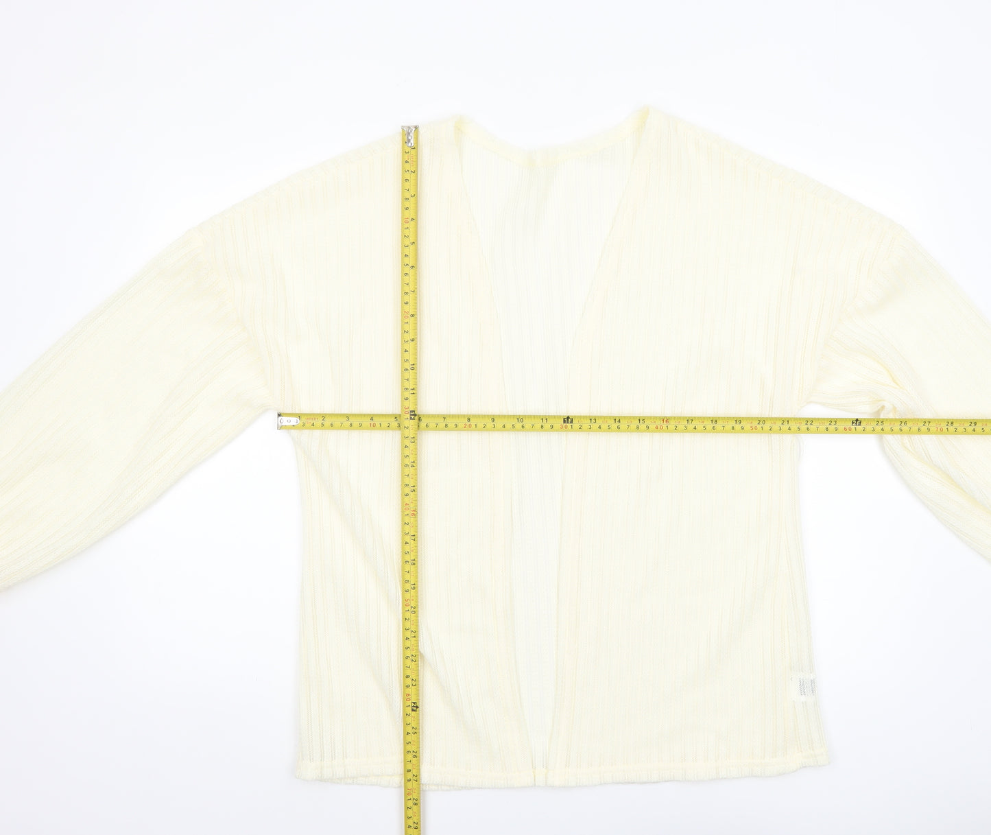 SHEIN Women’s Ivory Knit Open Cardigan Jumper L Lightweight