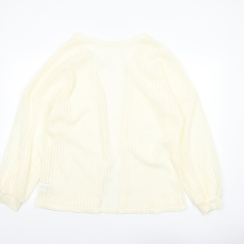 SHEIN Women’s Ivory Knit Open Cardigan Jumper L Lightweight