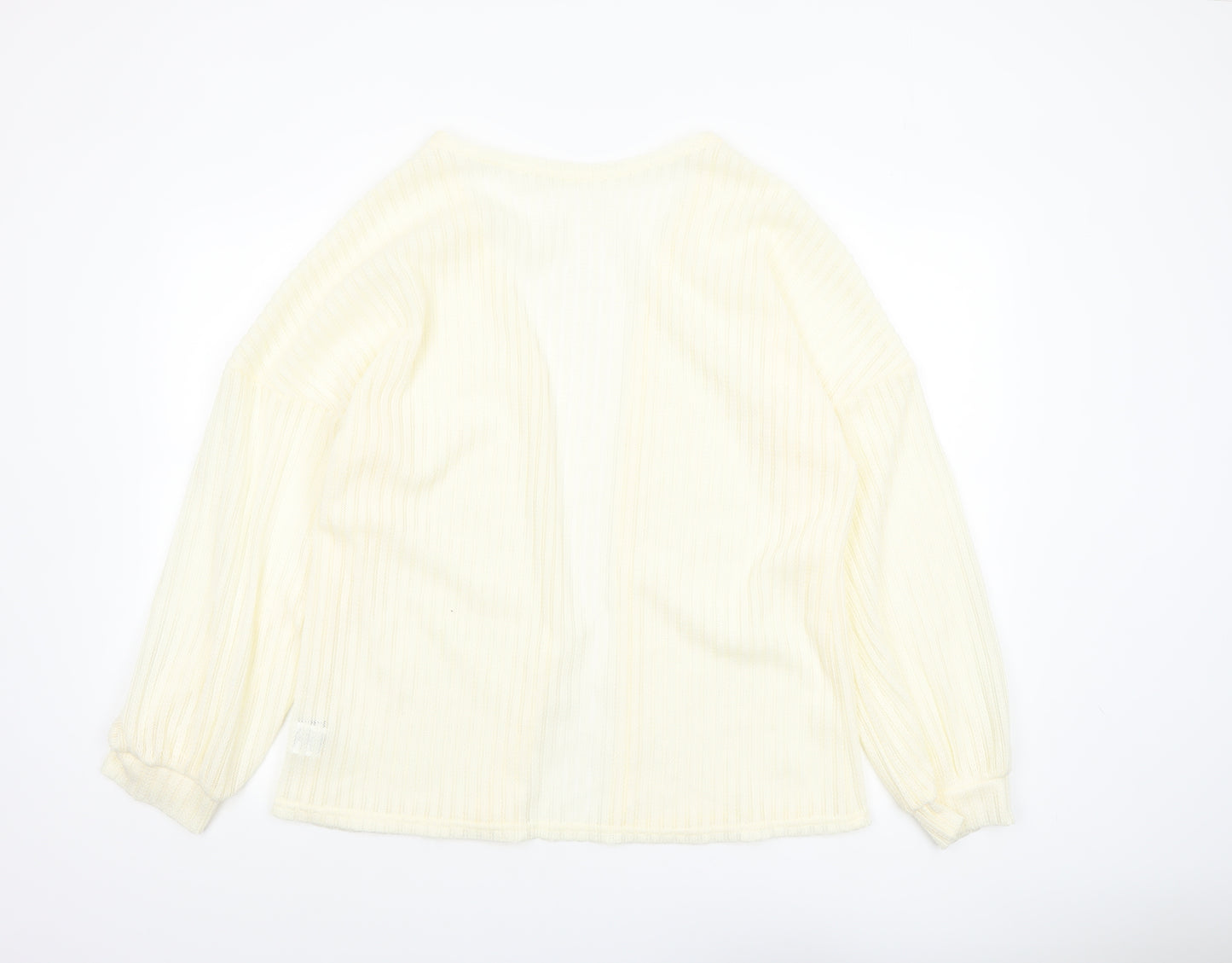 SHEIN Women’s Ivory Knit Open Cardigan Jumper L Lightweight
