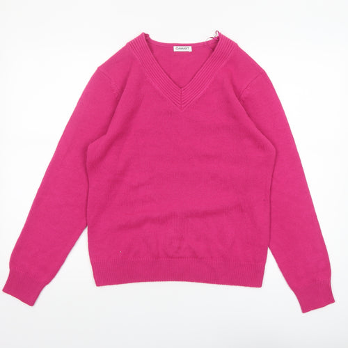 Damart Women’s Pink V-Neck Acrylic Jumper Size 10/12