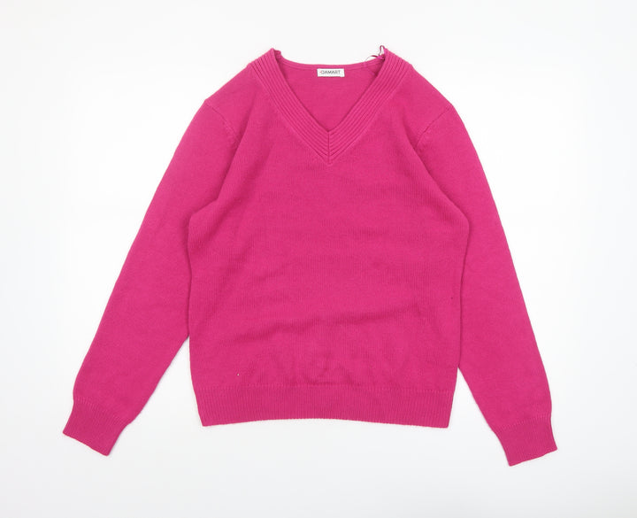 Damart Women’s Pink V-Neck Acrylic Jumper Size 10/12