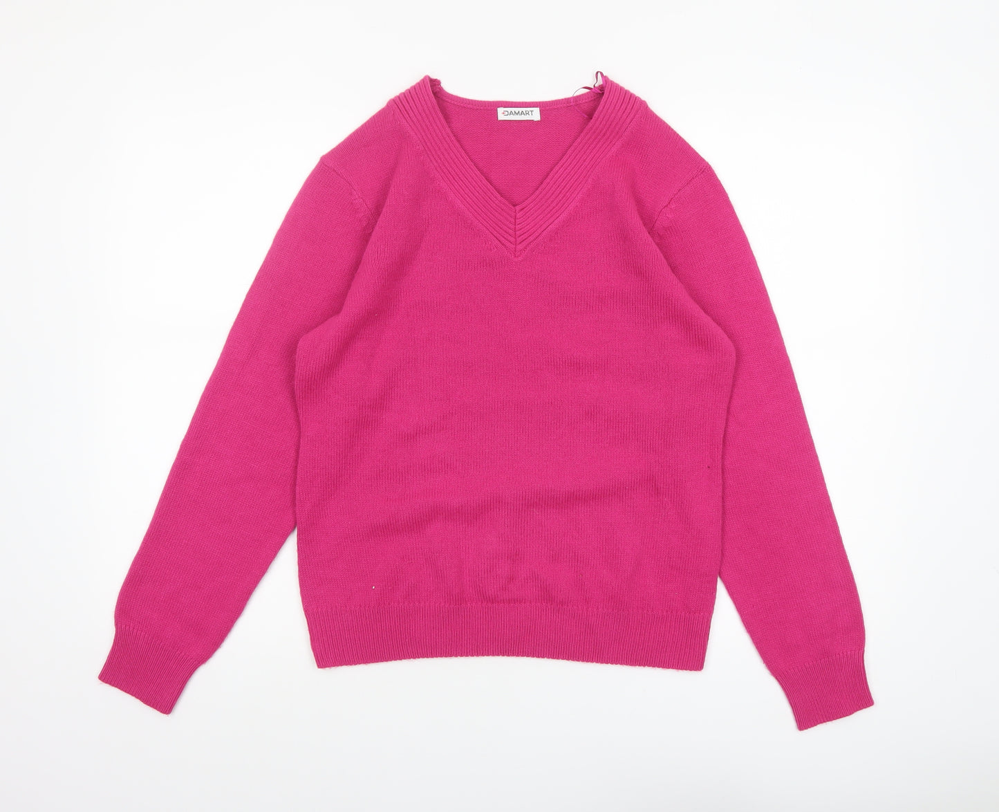 Damart Women’s Pink V-Neck Acrylic Jumper Size 10/12