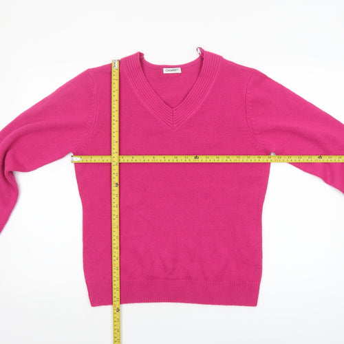 Damart Women’s Pink V-Neck Acrylic Jumper Size 10/12