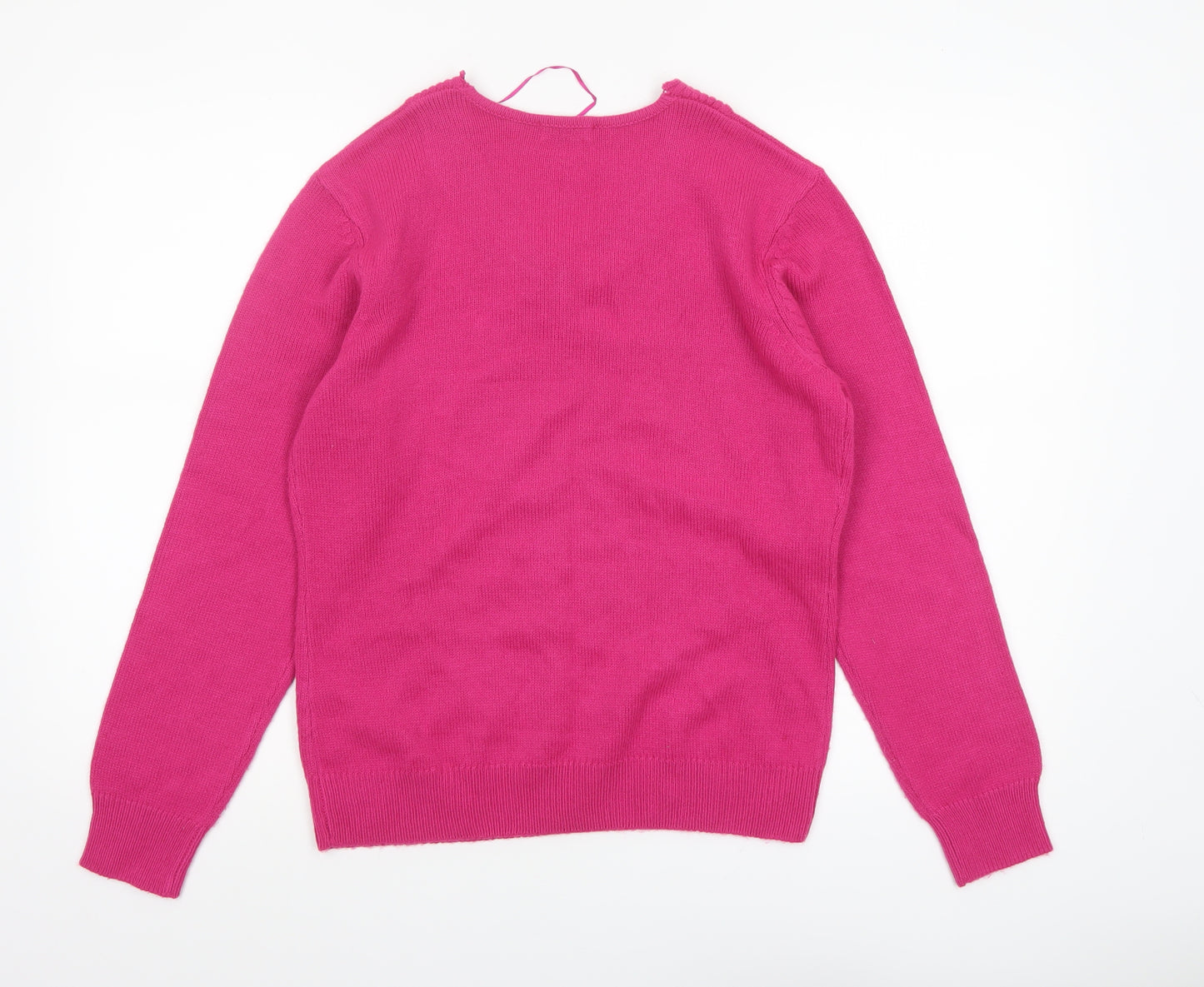 Damart Women’s Pink V-Neck Acrylic Jumper Size 10/12