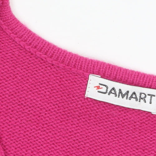 Damart Women’s Pink V-Neck Acrylic Jumper Size 10/12