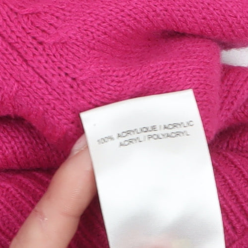 Damart Women’s Pink V-Neck Acrylic Jumper Size 10/12