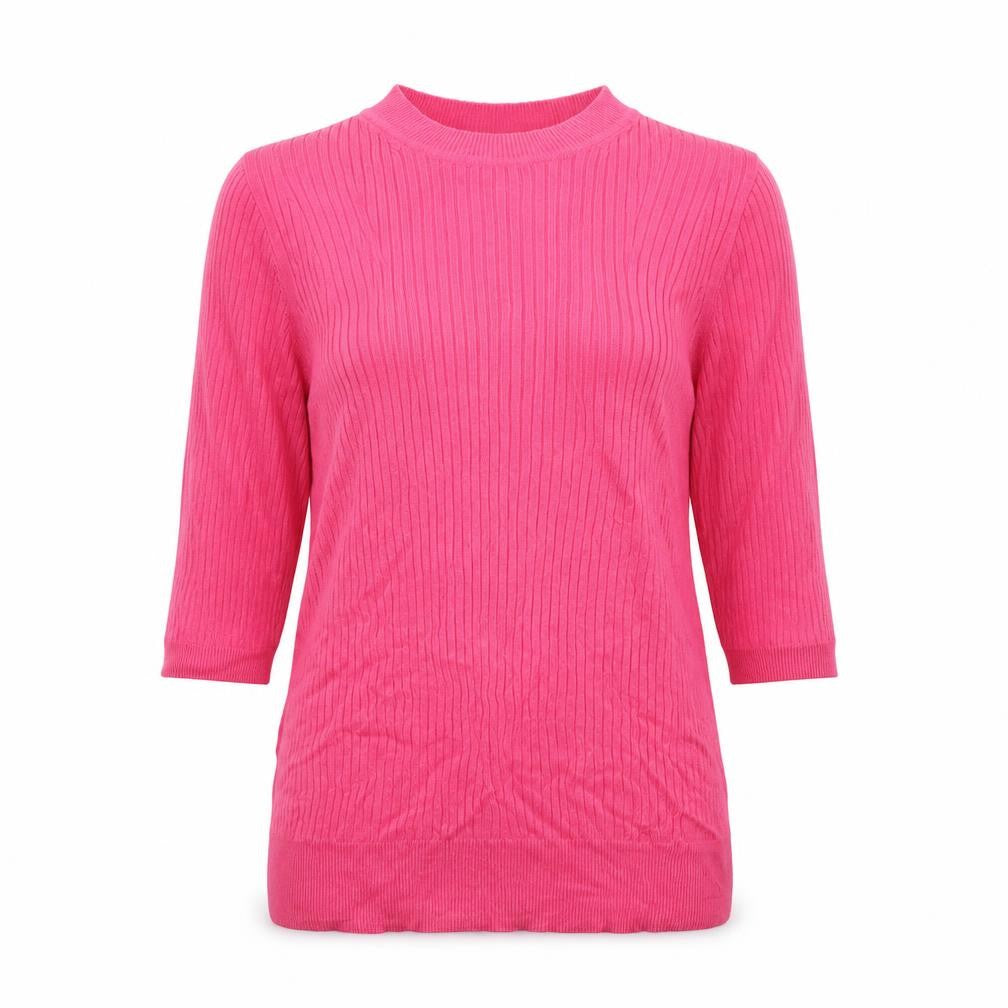 Marks and Spencer Womens Pink Mock Neck Ribbed Knit Jumper Size 10