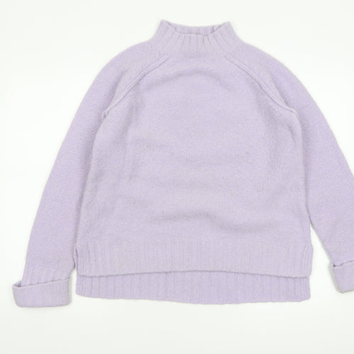 Phase Eight Women’s Purple Mock Neck Wool Blend Chunky Knit Jumper XS