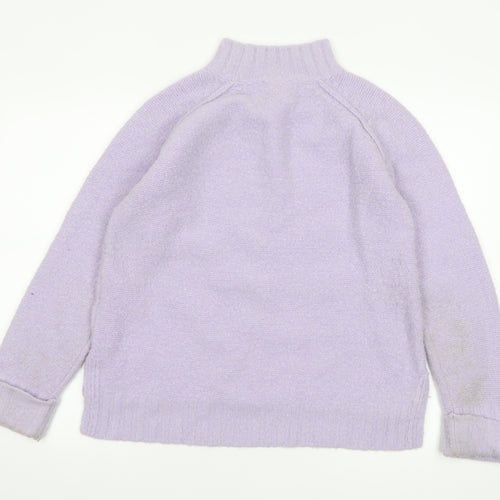 Phase Eight Women’s Purple Mock Neck Wool Blend Chunky Knit Jumper XS