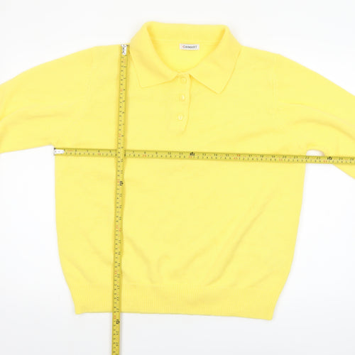 Damart Womens Yellow Collared Henley Knit Jumper Size 18/20