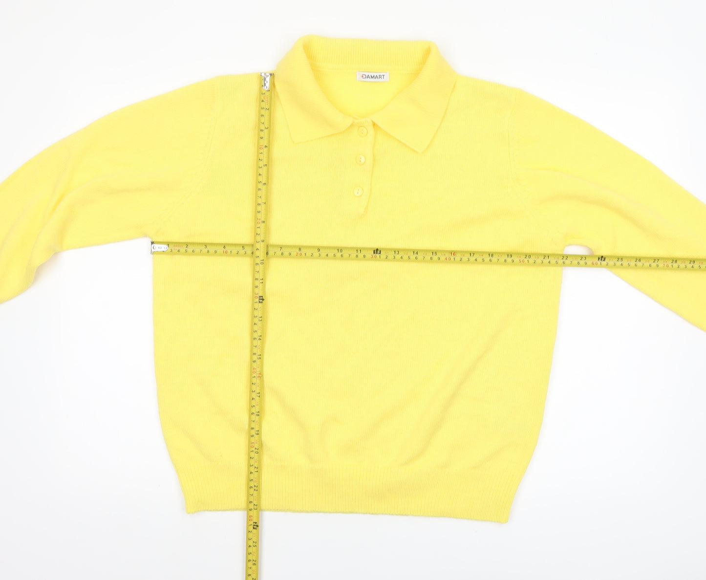 Damart Womens Yellow Collared Henley Knit Jumper Size 18/20