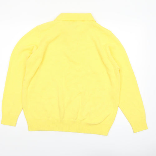 Damart Womens Yellow Collared Henley Knit Jumper Size 18/20