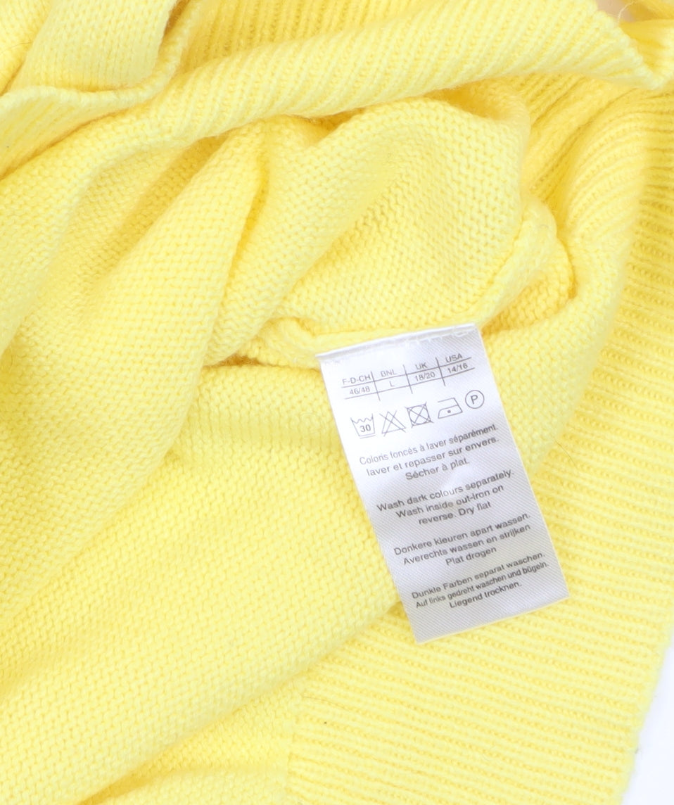 Damart Womens Yellow Collared Henley Knit Jumper Size 18/20