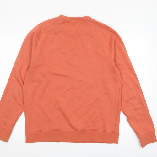 Marks and Spencer Men's Orange Crew Neck Cotton Sweatshirt M
