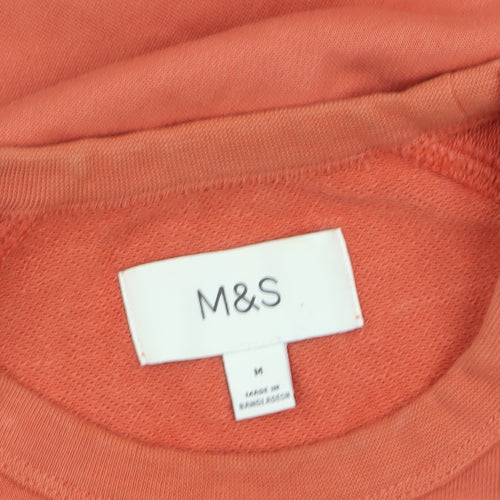 Marks and Spencer Men's Orange Crew Neck Cotton Sweatshirt M
